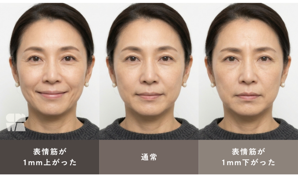 表情筋の位置が1mm変わると印象も驚くほど違う